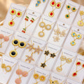 3/6/8/10Sets Fashion Stainless Steel Colorful Drip Oil Earring Necklace Set For Women Mix Style Trendy Heart Flower Jewelry Gift