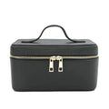 Makeup Bag Cosmetic Ladies Saffiano Split Leather Travel Toiletry Case Bag Portable Hanging Makeup Organizer Box Dopp Kit Cosmetic Bag For Women