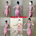 Top Children Tassel Skirt ZYM New Latin Dance Competition Clothing For Girls Hanging Neck Top Tassel Skirt Latin Suit Children Chacha Latin Dress DQS22907
