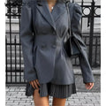 Women Sweet Blazer Pink Girly Heart-breasted Long-sleeve Suit New Spring Autumn Office Lady Fashion Casual Solid Slim Blazers