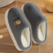 Men's/Women's Winter Plush Slippers - Cartoon Print Fleece-Lined House Shoes, Anti-Slip Couple Home Slides for Indoor/Outdoor