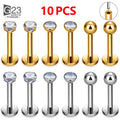 Jewelry Set Titanium Piercing 10pcs 20/18/16g G23 Titanium Piercing CZ Lip Labre Earrings Set Lip Stud Ring Tragus Free Spiral Cartilage Jewelry For Women