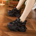 Women High Platform Breathable Mesh Sneakers Summer Vulcanized Shoes 10CM Heels Leather Casual Shoes Chunky Dad Sport Sneakers