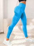Women Seamless Yoga Leggings,High Waist Textured Striped Workout Pants,Elastic Tummy Control Butt Lifting Sport Tights,Fitness R