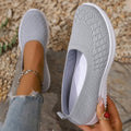 Women Breathable Knit Slip On Loafers Lightweight Soft Sole Elderly Mom Walking Shoes Summer Hollow Mesh Comfort Casual Flats