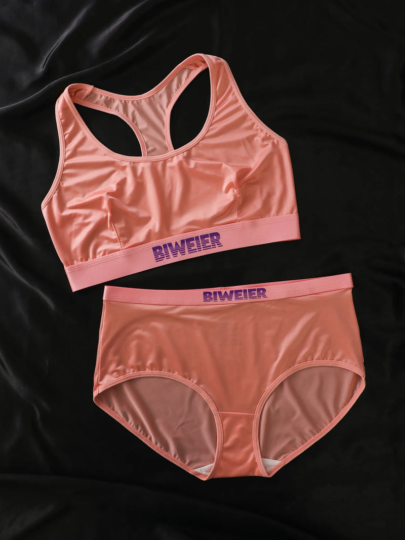 Satin Solid Lingerie Set, Luxurious Feel, Smooth Breathable, Ideal for Women's Casual Sports and Home Commute