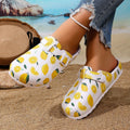 Fashion Women's Lemon Print Slip-On Shoes Adjustable Double Buckle Comfortable Thick Sole Durable Home Garden Streetwear