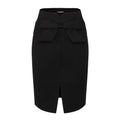 New Fashion Women Pencil Skirt Knee Length High Waist Elegant Open Slit Bow Skirt Size S-5XL