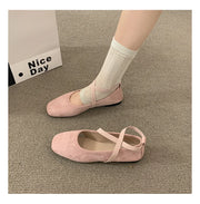 Women Square Toe Ballet Flats Soft Sole Casual Shoes Cross Strap French Style Ladies Shallow Low Heel Walking Footwear 2027