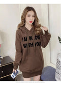 Women's Hoodie 2026 Winter New Mid-Length Fleece-Lined Thickened Oversize Letter Hooded Sweatshirt Casual Comfortable Streetwear