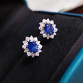 925 Sterling Silver Blue Cubic Zirconia Women Earrings Ear Stud Elegant Accessories Daily Wear Party Statement Female Jewelry