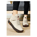 Winter Fleece-Lined Warm Cotton Boots - Women's British Style Fashionable & Versatile Velcro High-Top Flat Shoes