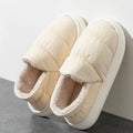 Waterproof Winter Slippers For Women Men Thick Sole Plush Warm Indoor Home Shoes Non-Slip Fur Lined Couple's Furry Slides