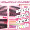 New 400pcs Set Cluster Eyelash Extensions Mix Length with Tweezers DIY Eyelashes Makeup Tool Colorful Lash Book Personal Use