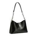 Genuine Leather Women Bucket Bag Chain Handle Lock Closure Shoulder Crossbody Handbag Korean Style