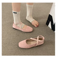 Women Square Toe Ballet Flats Soft Sole Casual Shoes Cross Strap French Style Ladies Shallow Low Heel Walking Footwear 2027