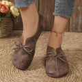 2026 All-Season New Women's Vintage Flat Sole Mom Shoes - Bow Slip-On Casual Flats, Plus Size Comfortable Commuter Shoes