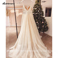 Dress Civil Wedding Lakshmigown Spaghetti Straps Champagne Boho Wedding Dress For Women Vestido Civil Bridal Customized Wedding Gowns Suknie Slubne