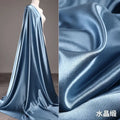 Satin Fabric By The Meter High Grade Crystal Satin Fabric Glossy By The Meter for Clothes Dress Shirt Decoration Diy Sewing Soft Silky Designer Cloth Blue