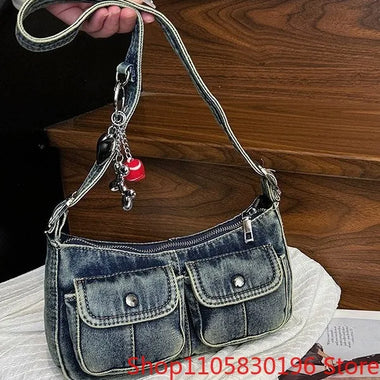 Fashion Handbag Retro Denim Bag Underarm Bag Crossbody Bag Spicy Girl Y2K Cloth bolsas Shopping Сумка 2026 Purses and Handbags