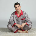 Silk Pajamas Satin Men Silk Satin Pajamas for Men Sleepwear Cozy Soft Print Long Sleeve Nightgown Tops + Trousers Two Pieces Mens Pajama Set