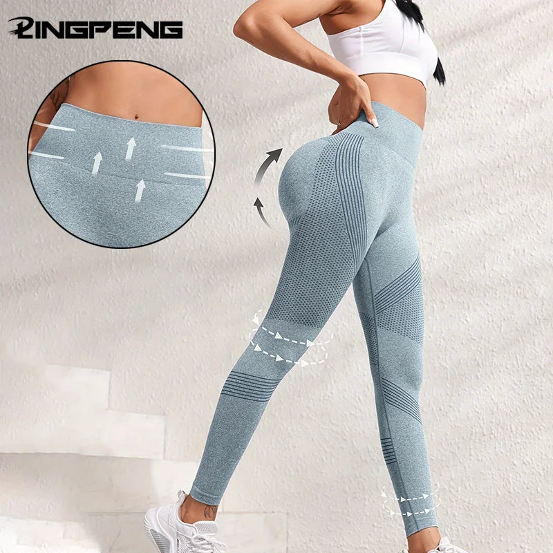 Sports Pants With Sexy Lines Lifting Buttocks Sports Tight Pants Women's High Waisted Elastic Fitness Pants Running Yoga Pants