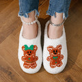 Christmas Plush Slippers Women Home Silent Holiday Gingerbread Cozy Fluffy Shoes Gift for Girls Winter Indoor Unisex Lightweight