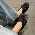 Fashion Split toe Satin Silk Bowknot Women Ballet Flats Spring Summer Pleated Designer Tabi Loafers Casual Girls Dance Shoes