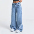 Trend Casual Versatile Low Waist Floor-Length Pants 2026 Autumn New Snow Washed Loose Wide Leg Women's Jeans