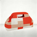 Casual Polyester Knitted Handbag Stripe Pattern Large Capacity Cosmetic Pouch Soft Texture Tote Bag Daily Carry