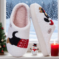 Xmas Dachshund Plush Slippers Fuzzy Dog Slippers Comfortable Warm Slip-on House Shoes Anti Slip Soft Furry Slipper for Men Women