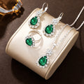 4Pcs Women Jewelry Set Teardrop Crystal Pendant Necklace Earrings Wedding Daily Banquet Anniversary Jewelry Gifts