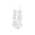 Women's Pajamas Sexy Sleepwear Lingerie Thin Ice Silk Retro Bellyband Underwear Suspender Sleep Tops with Shorts Lingerie Set