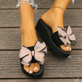 Summer Sandals for Women, Bow-Knot Slippers, High-Heeled Flip-Flops, Fashionable Wedge-Heeled Thick-Soled Beach Shoes for Outdoor Wear at the Beach