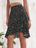 Women's Flouncing mini Dress High-Waisted Ruffled Single Short Heart Skirt Summer Casual Beach Bohemian Dress S016