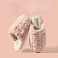Women's Winter Plush Slippers - Thick Sole Fleece-Lined House Shoes, Anti-Slip Durable Indoor/Outdoor Warm Cotton Home Slides