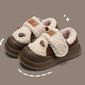 Cute Chunky Platform Lambswool Winter Slippers Women Hook Loop Non Slip Warm Cotton Shoes Comfotable Thick Sole Plush Slippers