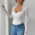 Women Top New Lace Patchwork Knitted Long-sleeved Slimming T-shirt Top For Women