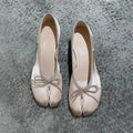 Fashion Split toe Satin Silk Bowknot Women Ballet Flats Spring Summer Pleated Designer Tabi Loafers Casual Girls Dance Shoes