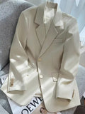Women's Long Sleeved Blazer Korean Fashion Slim Fit Casual Loose Office Blazer for Spring Autumn