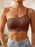 Women's One Shoulder Seamless Bra Front Closure Comfort No Lining Wireless Lingerie