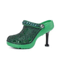 Handmade Diamond Inlaid Green Pumps High Heels Sandals Snake Shaped Slim Heels Pointed Sexy Women's Shoes Bride's Sandales
