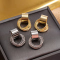 Vintage Multiple Small Circle Round Drop Earrings Silver Golden Color Metal Geometry Dangle Earrings for Women Party Jewelry