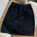 Imitation Mink Fur Mini Skirt Sexy Slim Elastic Waist Basics Hotsweet All-Match Skirt Women Winter Sweet Casual Knit Short Skirt