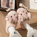 Unisex Couple Plush Slippers with Dog Design Non-Slip Cute Animal Pattern Cozy House Shoes for Men And Women