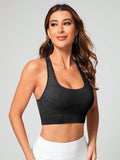 Women Seamless Racerback Sports Bra Breathable Shockproof Yoga Crop Top Gym Workout Push Up Fitness Vest