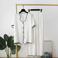 Jacquard Love Pajamas Suit Women Satin Pyjamas Pour Femme Faux Silk Sleepwear Nightwear Home Clothes Two Pieces Shirt&Pants Set