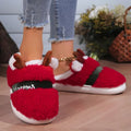 Xmas Reindeer Fuzzy House Slippers for Couples Men Women Cartoon Anti Slip Warm Indoor Bedroom Autumn Winter Floor Shoes Gift