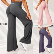 DFHKN Logo Scrunch Straight Leg Pants Butt Lifting Sculpting Wide Leg Leggings Gym Yoga Jogging Push Up Women Baggy Sweatpants