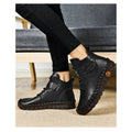 Winter Fleece-Lined Warm Cotton Boots - Women's British Style Fashionable & Versatile Velcro High-Top Flat Shoes